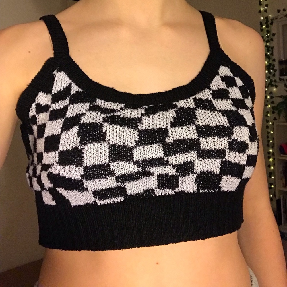 knit checkered top